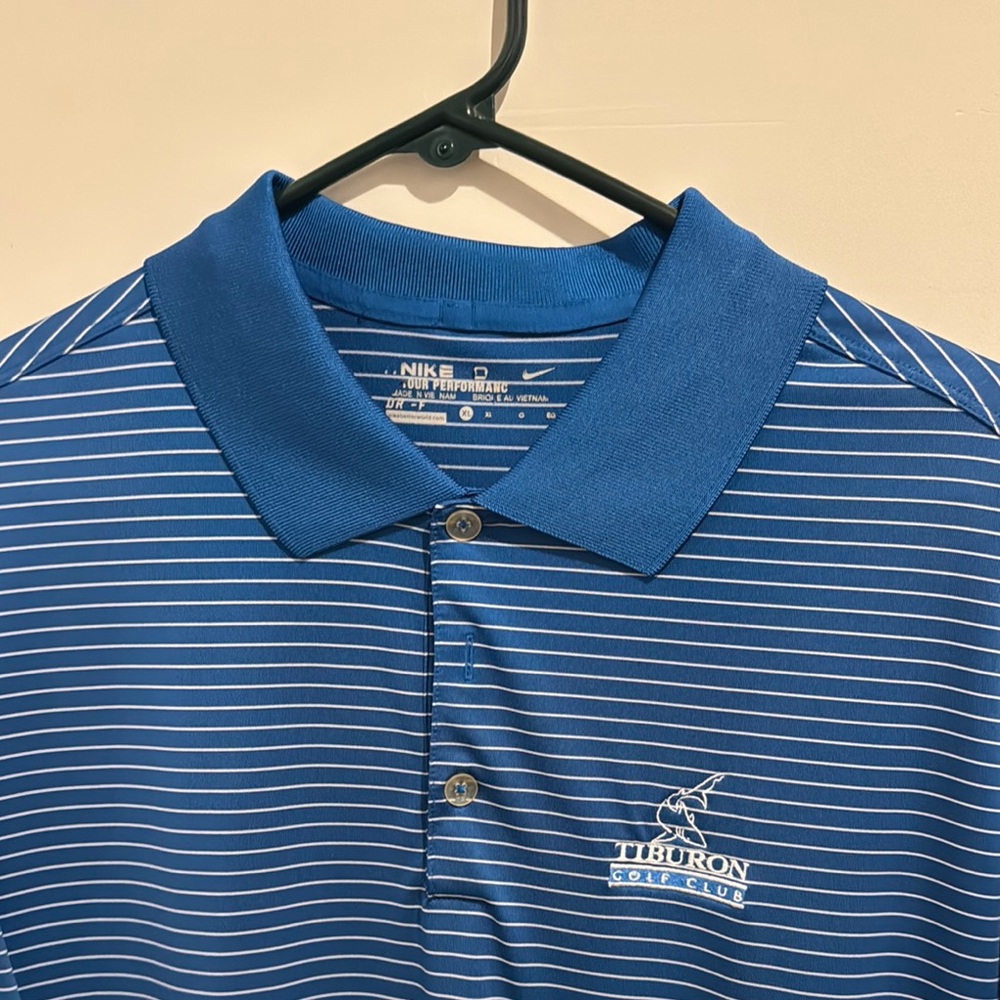 Nike Blue Striped Golf Polo